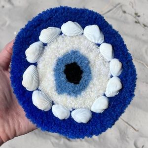 Evil eye fluffy coaster 🪬🧿